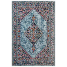 Blue Power Loomed Cotton Blend Rug