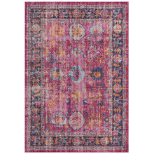 Pink Vintage Look Power Loomed Cotton Blend Rug
