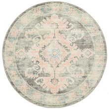 Grey & Dusty Pink Bohemian Round Rug