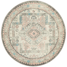 Silver Power-Loomed Bohemian Round Rug