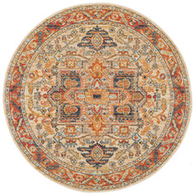 Rust Power-Loomed Transitional  Round Rug