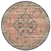 Brick Power-Loomed Transitional  Round Rug