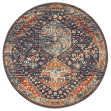 Navy Power-Loomed Transitional Round Rug
