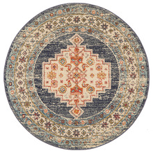 Ecru Power-Loomed Transitional Round Rug