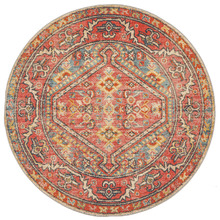 Crimson Power-Loomed Transitional Round Rug