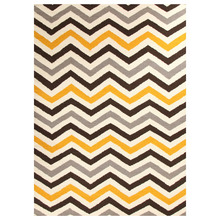 Flat Weave Design Rug Yellow Brown