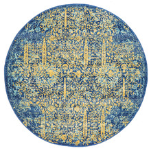 Royal Blue & Yellow Radiance Round Rug