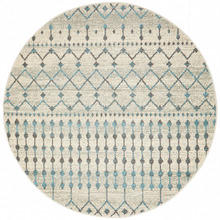 Round Bone White Moderne Salon Rug