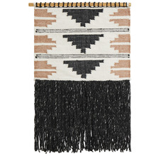 Black & Taupe Fringed Wool-Blend Wall Accent