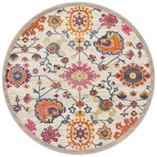 Multi-coloured Wildflower Vintage Look Round Rug