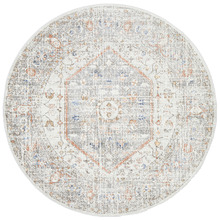 Silver & Peach Vintage Look Adalbert Round Rug