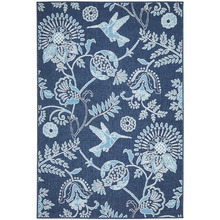 Navy Hummingbird Floral Indoor/Outdoor Rug