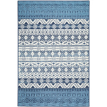 Blue & White Tribal Power-Loomed Indoor/Outdoor Rug
