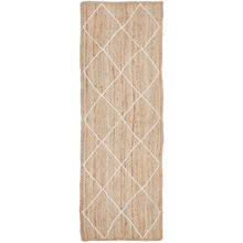 Natural & White Geometric Hand-Braided Jute Runner