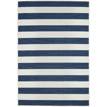 Navy & White Striped Power-Loomed Indoor/Outdoor Rug