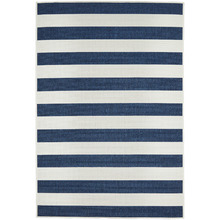 Navy & White Striped Power-Loomed Outdoor Rug