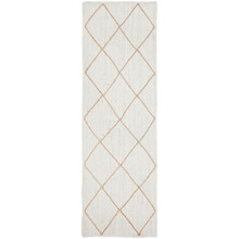 White & Natural Geometric Hand-Braided Jute Runner