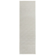 Off White Geometric Power-Loomed Textured Runner