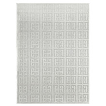 Off White Art Deco Power-Loomed Textured Rug