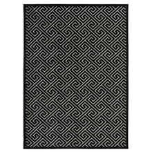 Black Geometric Power-Loomed Textured Rug