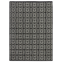 Black Art Deco Power-Loomed Textured Rug