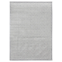 Silver Geometric Power-Loomed Textured Rug