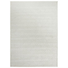 Off White Geometric Power-Loomed Textured Rug