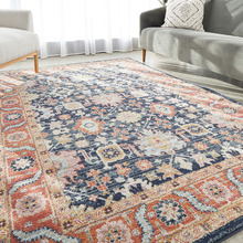 Navy & Rust Power-Loomed Transitional Rug