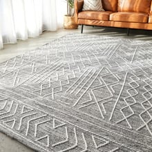 Grey & White Textured Ines Wool Rug