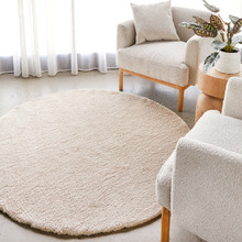 Beige Cleo Ultra Plush Machine Washable Round Rug