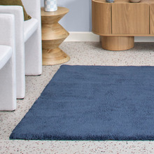 Blue Cleo Ultra Plush Machine Washable Rug
