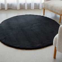 Black Cleo Ultra Plush Machine Washable Round Rug