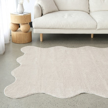 Beige Elsie Wavy Edge Machine Washable Rug