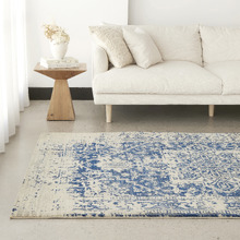 Bone, White & Navy Art Moderne Cezanne Rug