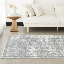 White and Blue Power Loomed Rug