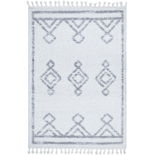 White & Silver Mahdi Berber Power-Loomed Shag Rug
