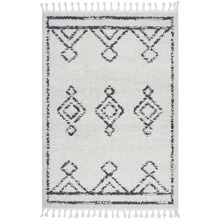 White & Charcoal Chayton Berber Power-Loomed Shag Moroccan Rug