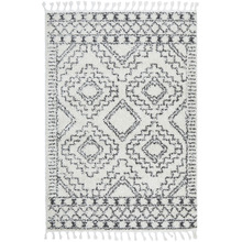 White & Charcoal Mahdi Moroccan Power-Loomed Shag Rug