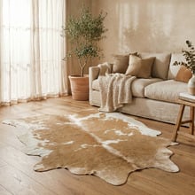 Beige & White Cow Hide Rug
