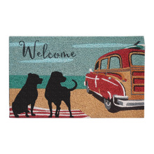 Dog & Old Car Coconut Coir Doormat