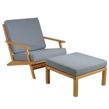Madrid Acacia Wood Outdoor Lounge Chair & Footstool Set