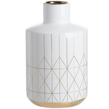 White & Gold Horizontal Triangle Geo Vase