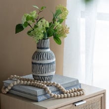 22cm Cream & Grey Ceramic Vase