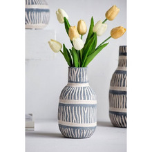 22cm Cream & Grey Ceramic Vase