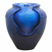 Royal Blue Glazed Pot Outdoor Fountain