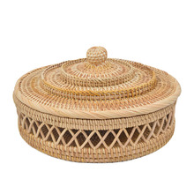 Toro Hollow Rattan Storage Basket with Lid