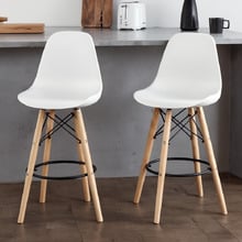 70cm Evelyn Beech Wood Bar Stools (Set of 2)