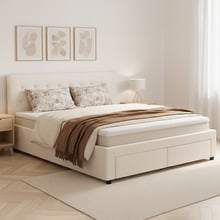 June Faux Leather Bed Frame with 4 Drawers