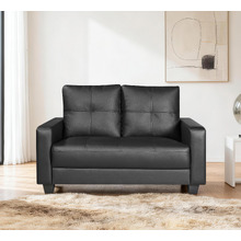Black Chariton 2 Seater Faux Leather Sofa