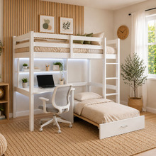 Auren Convertible Single Bunk Bed with Desk & Mattress